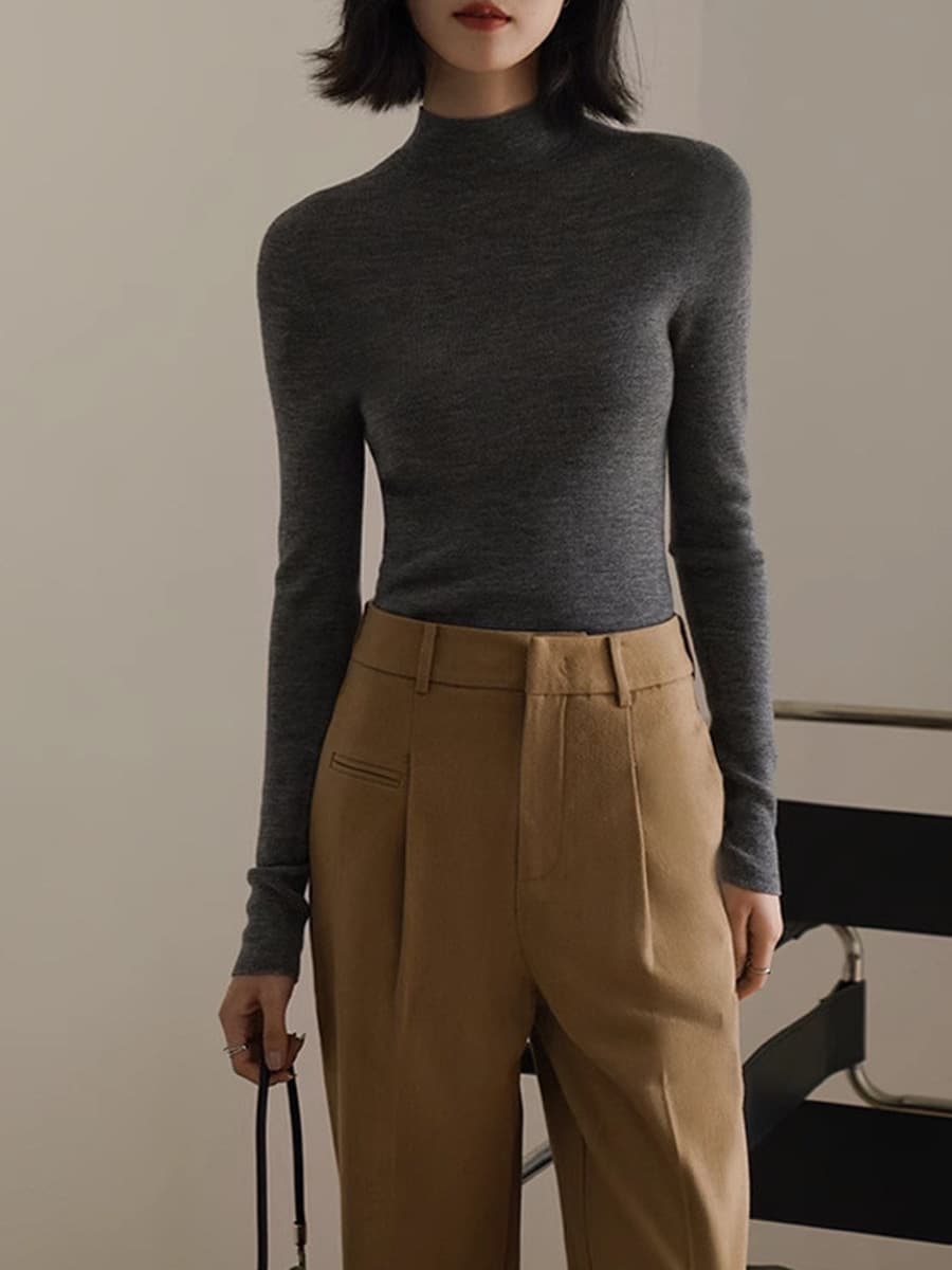 Немецкая Янцзы пряжа шерстяная цельнолитая трикотажная нижняя рубашка женская полуводолазка