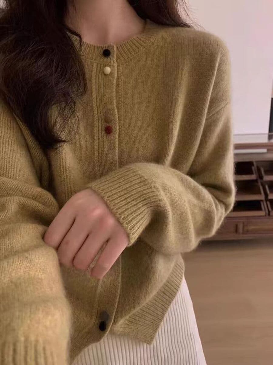 Новый год красный кардиган красный кардиган свитер женский европейский осенний и зимний кашемир свободный толстый вязаный...