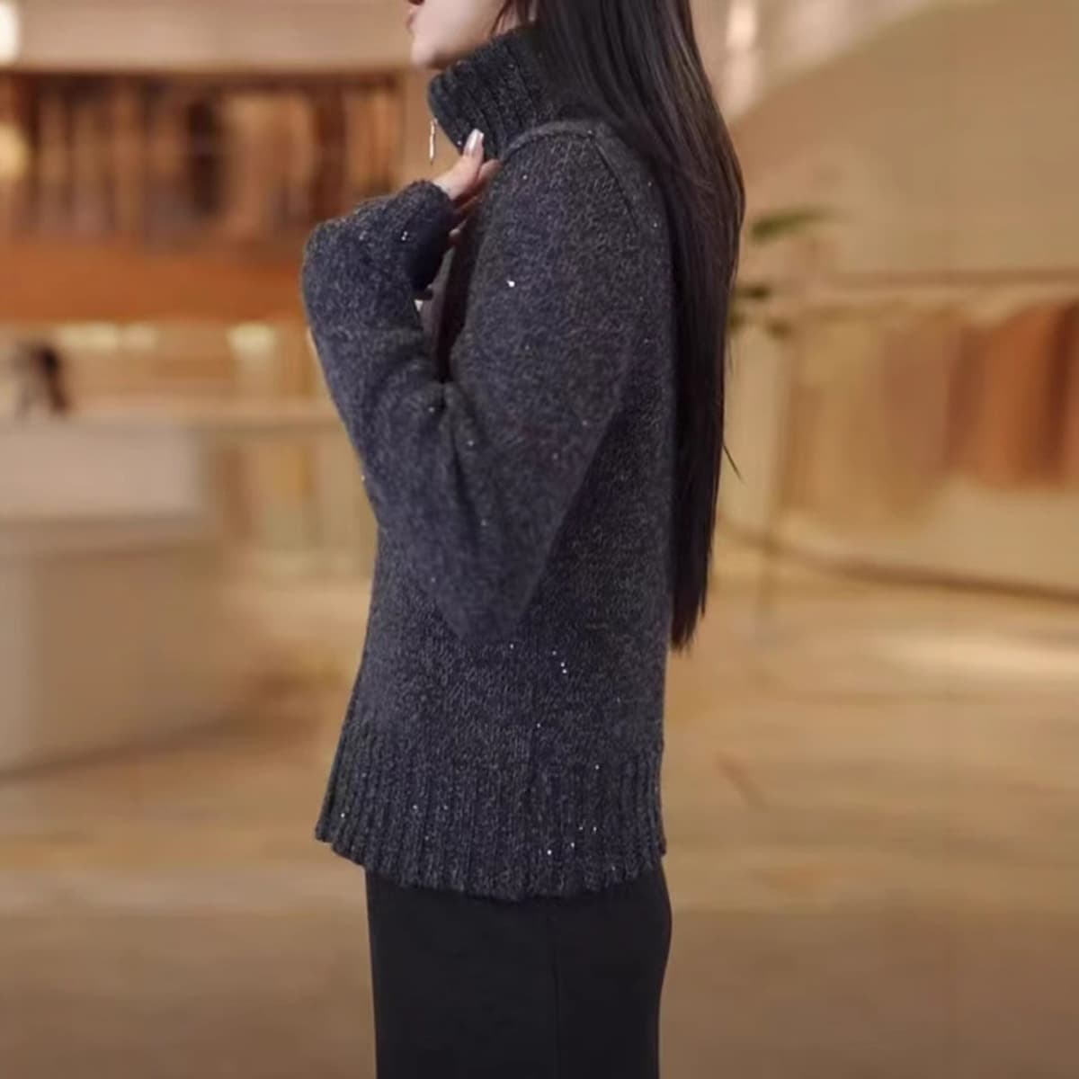 Женский свитер-кардиган с высоким воротником, осенне-зимний, в стиле «ленивый шик», стройнящий, с двойной молнией, вязаный,...