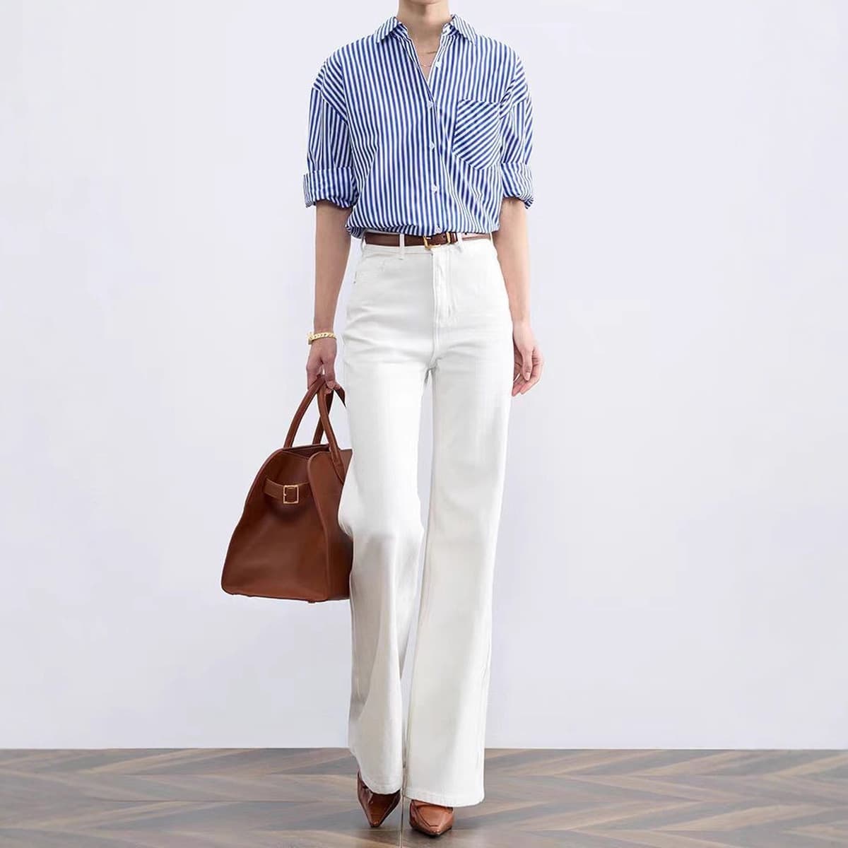 Джинсы-клеш с высокой талией и флисовой подкладкой, прямые, из высококачественного эластичного материала, осень-зима 2025,...