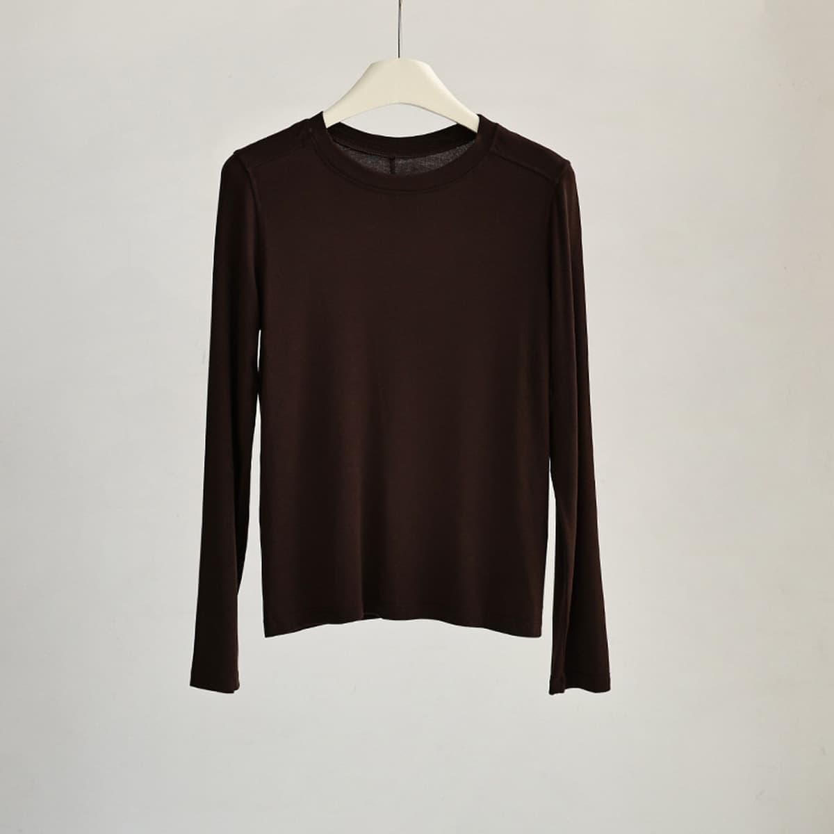 Женская базовая футболка из шерсти и тенселя, весенне-осенняя, с длинным рукавом, круглым вырезом, высокой эластичностью,...