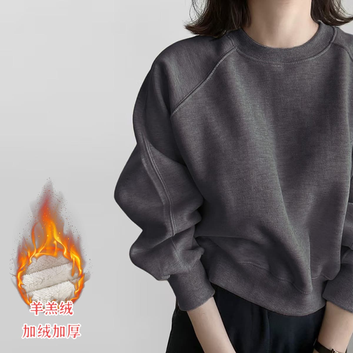 Женская толстовка, новинка 2025 года, модная модная стильная весенне-осенняя флисовая утолщенная короткая миниатюрная серая...