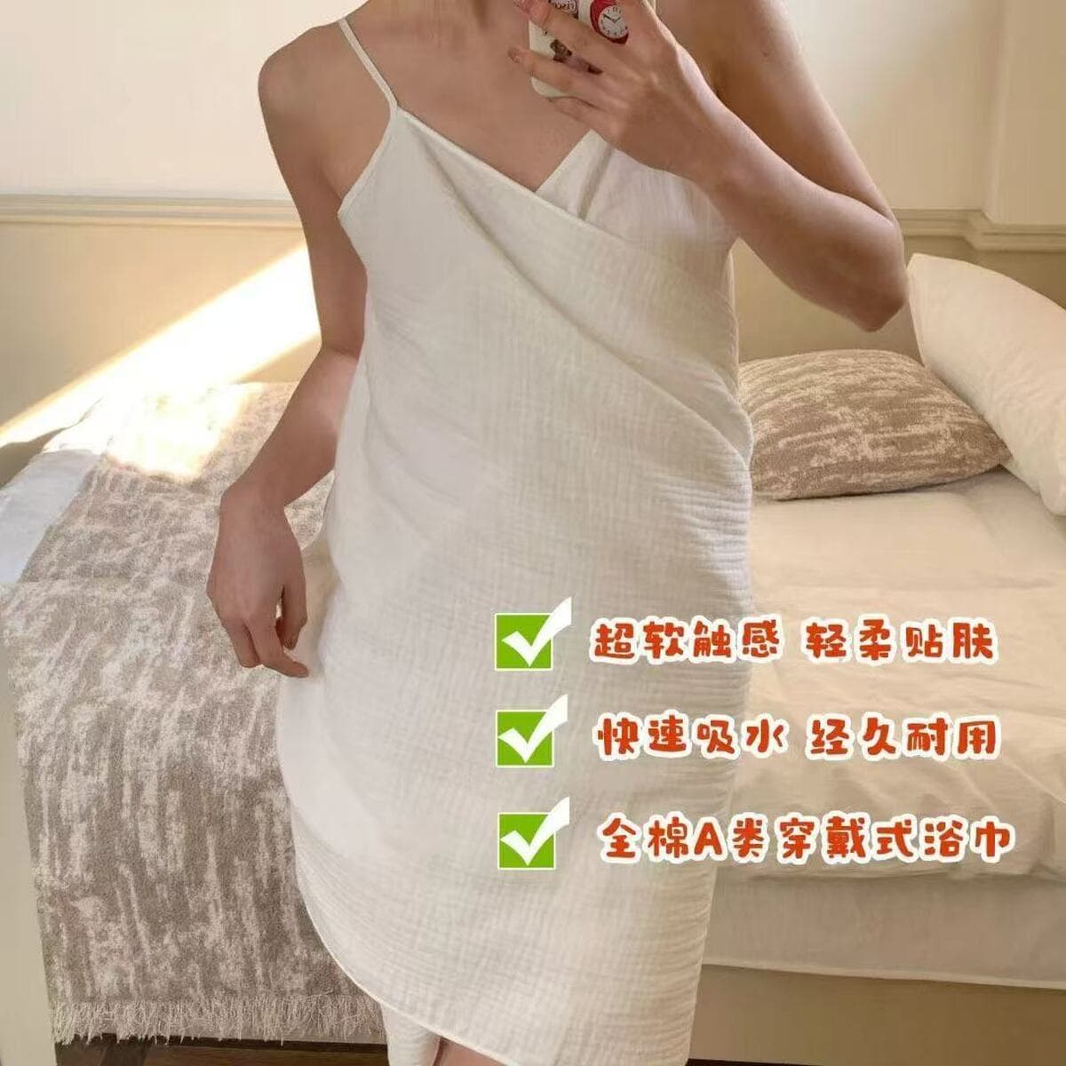 Банное полотенце из чистого хлопкового муслина для женщин, однотонное, носимое, дышащее и впитывающее, халат на бретелях,...