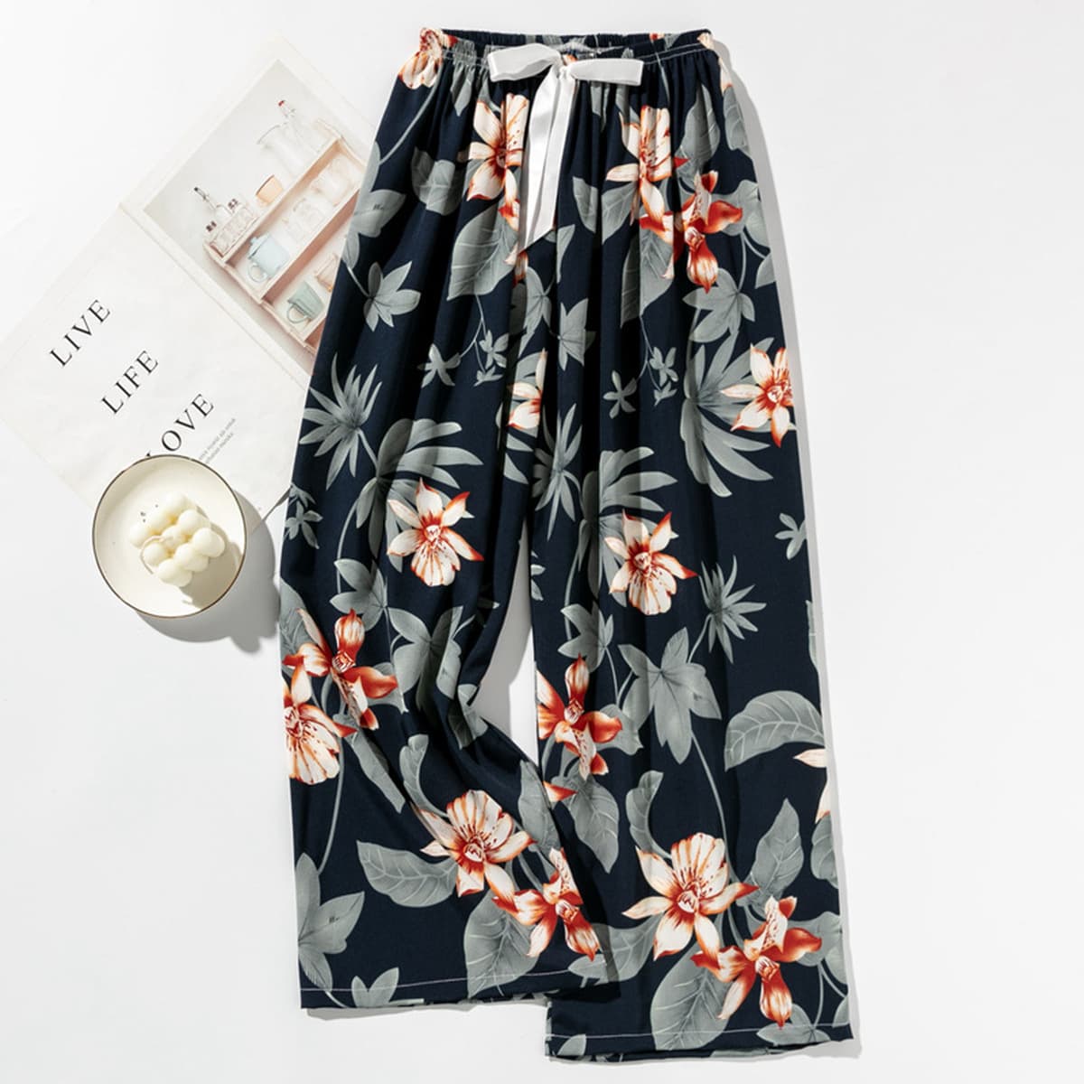 Весенние и летние новые внешнеторговые хлопчатобумажные пижамы женские тонкие удобные широкие брюки большого размера