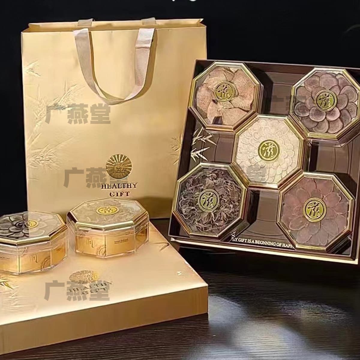 Золотая бамбуковая подарочная коробка, американский женьшень, Dendrobium, оленьи рога, красный женьшень, питательная деловая...