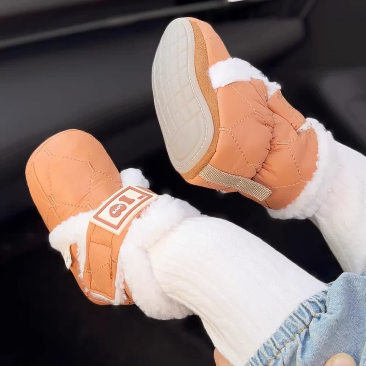 Зимняя утолщенная новорожденная детская обувь детская мягкая резиновая подошва для ходьбы, чтобы согреться 0-1 год...