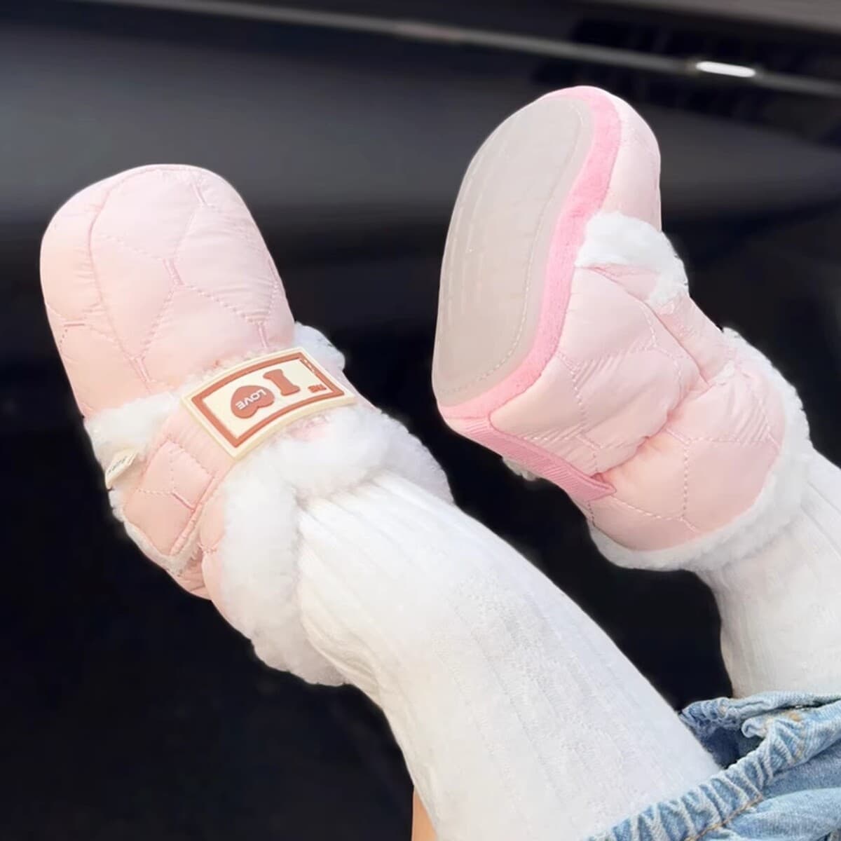 Зимняя утолщенная новорожденная детская обувь детская мягкая резиновая подошва для ходьбы, чтобы согреться 0-1 год...