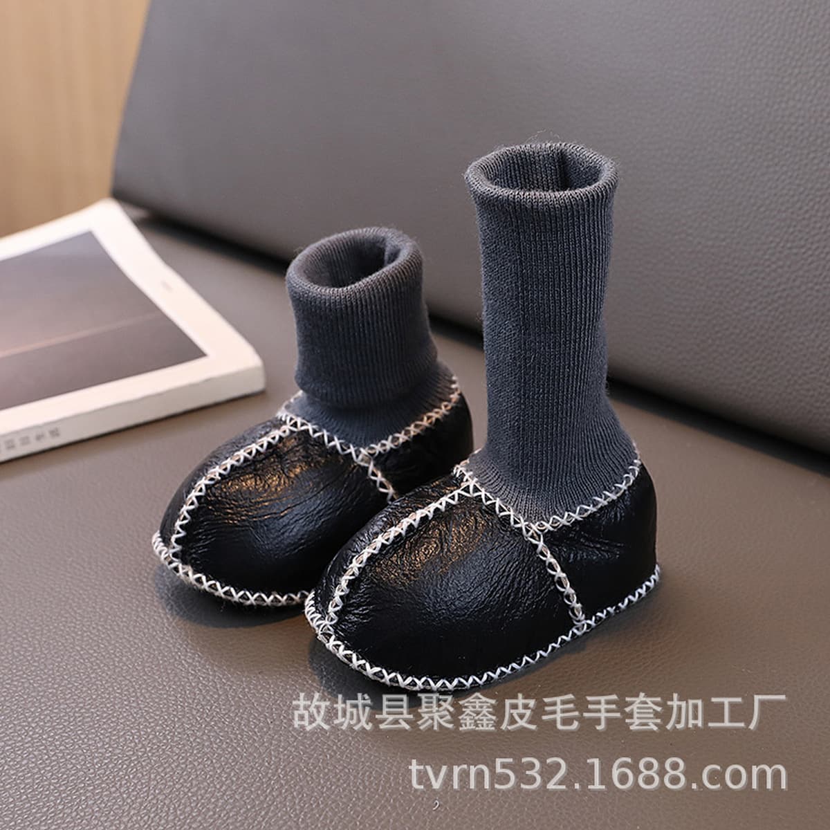 Овечья меховые детские носки теплые и утолщенные осенние и зимние хлопчатобумажные туфли на мягкой подошве