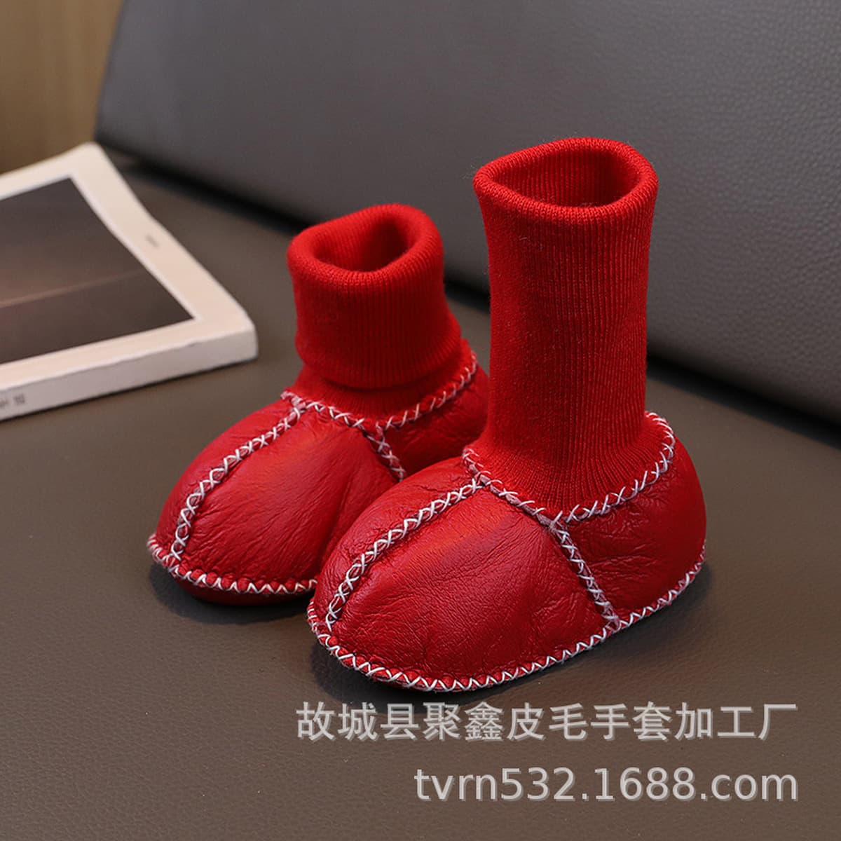 Овечья меховые детские носки теплые и утолщенные осенние и зимние хлопчатобумажные туфли на мягкой подошве