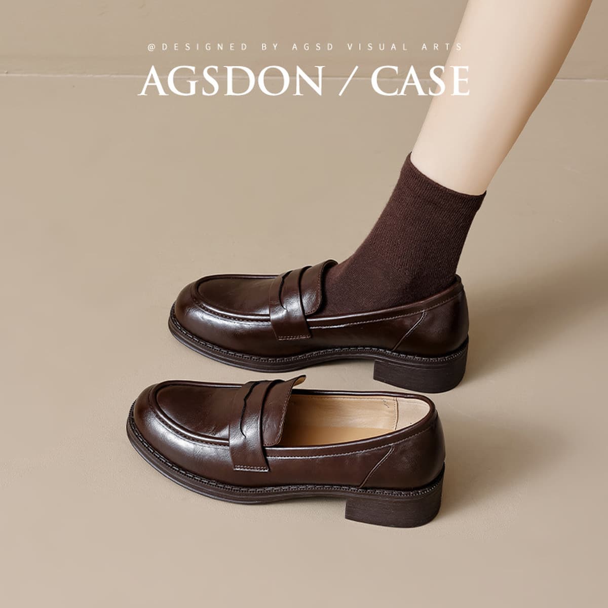 Женские коричневые лоферы Augu Shiden, новинка 2025 года, осенне-зимние ретро-туфли в британском стиле, кожаные туфли на...