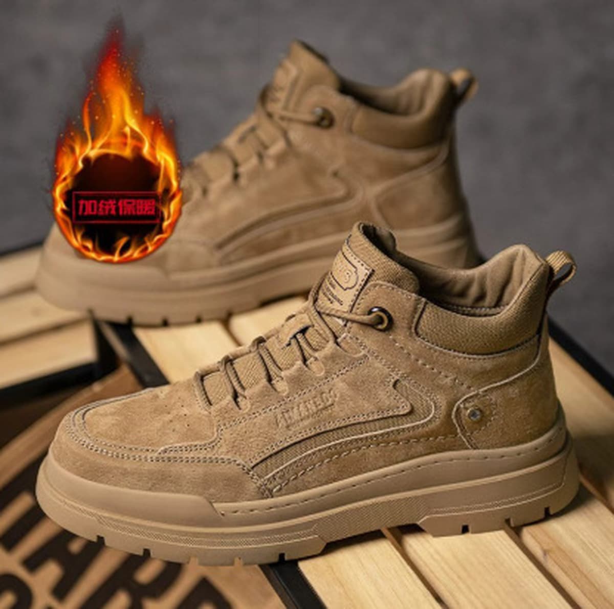 Мужские зимние ботинки 2025: новая модная коллекция, теплые плюшевые полуботинки, ретро-стиль, средняя высота, рабочие...