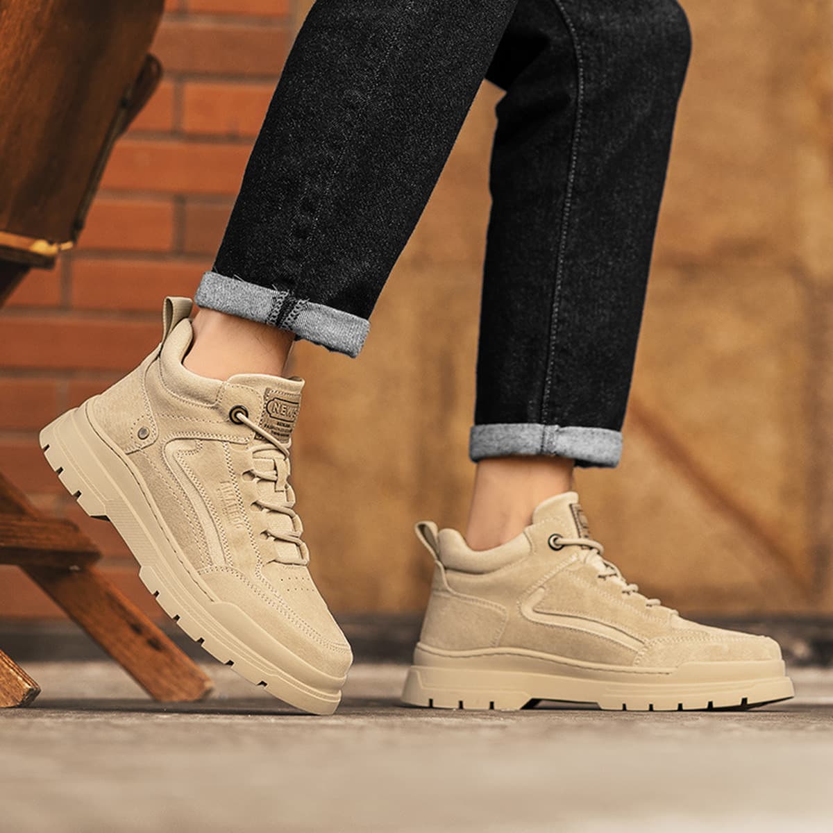 Мужские зимние ботинки 2025: новая модная коллекция, теплые плюшевые полуботинки, ретро-стиль, средняя высота, рабочие...