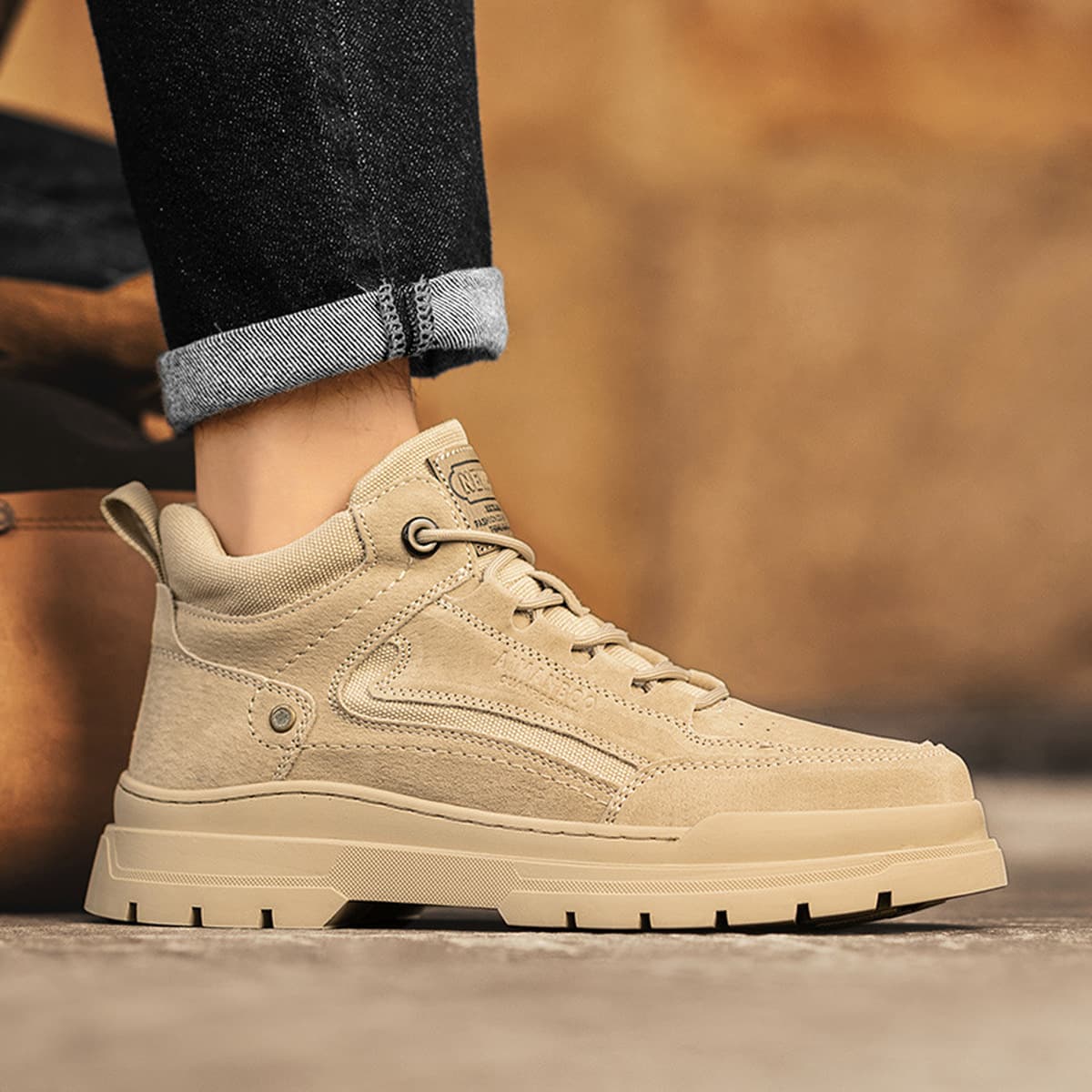 Мужские зимние ботинки 2025: новая модная коллекция, теплые плюшевые полуботинки, ретро-стиль, средняя высота, рабочие...