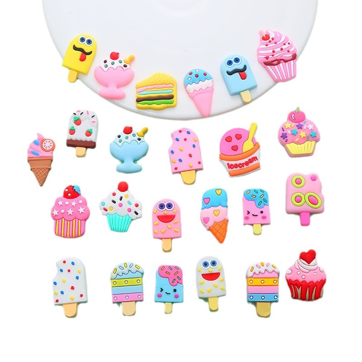 Креативные отверстия обувь аксессуары декоративные мультфильм милый мороженое ПВХ мягкие резиновые аксессуары для рукоделия...