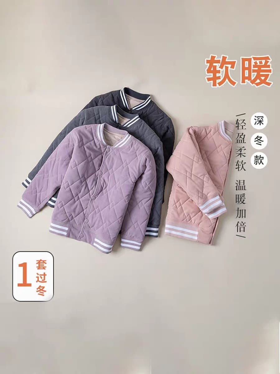 Комплект школьной формы для девочек: теплая хлопковая куртка и брюки, детская хлопковая термобелье, средний и большой...