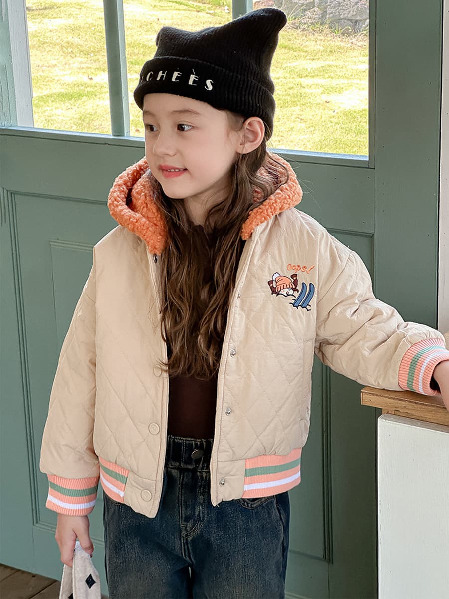 Детская девочка зимняя хлопчатобумажная одежда стеганая и толстая школьная форма