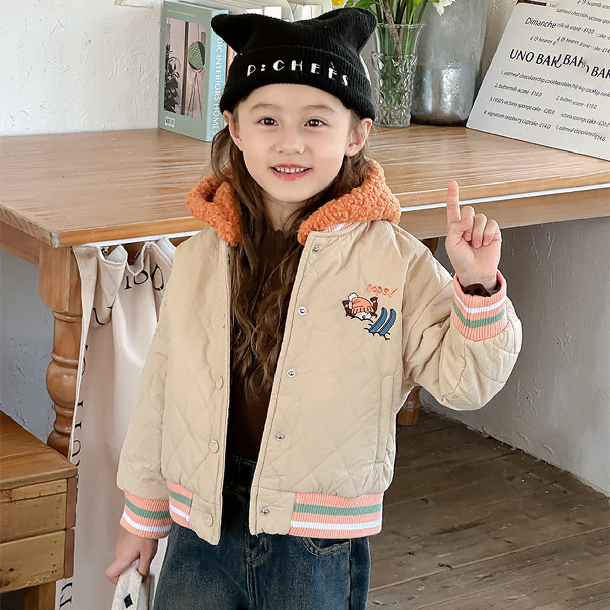 Детская девочка зимняя хлопчатобумажная одежда стеганая и толстая школьная форма