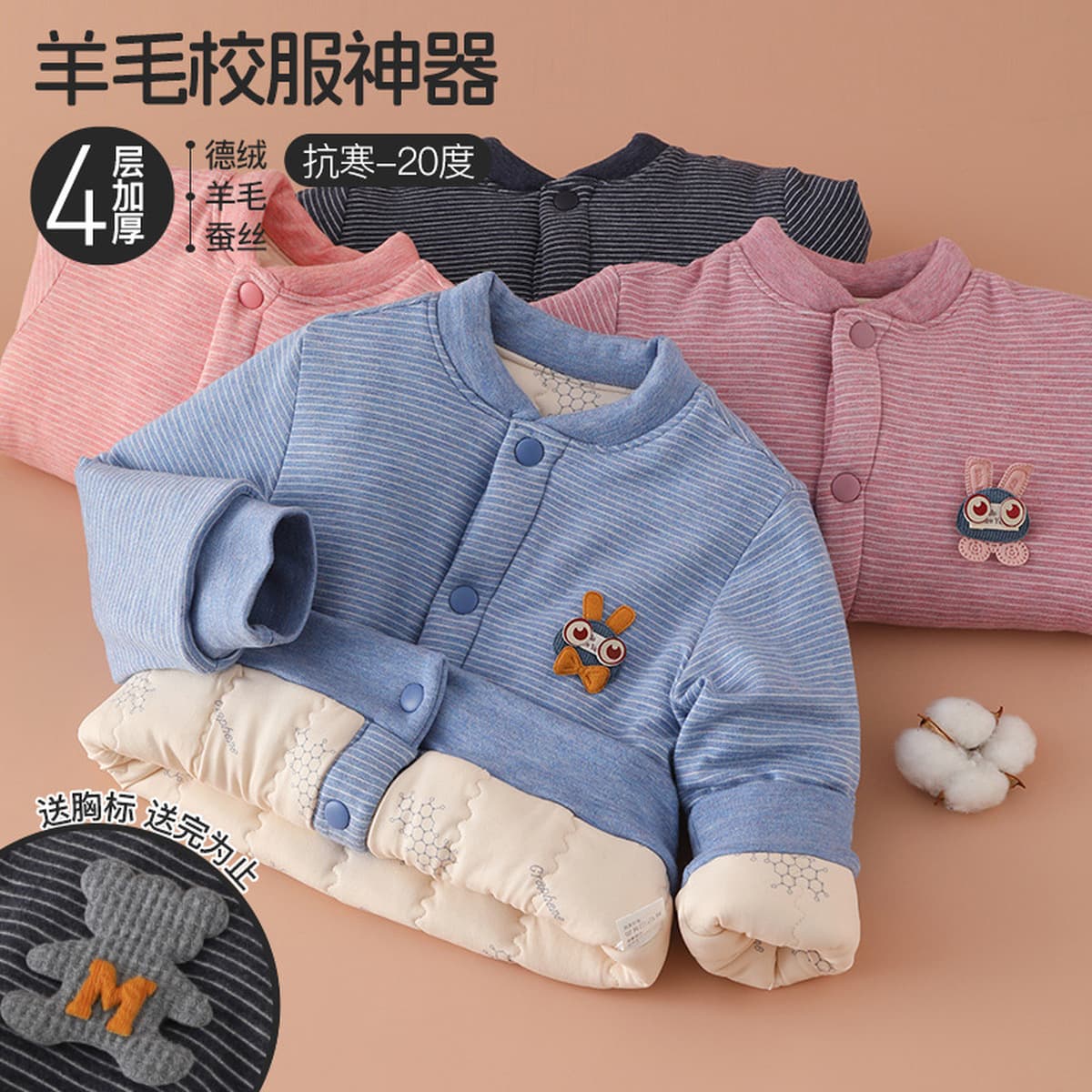 Зимняя хлопчатобумажная куртка для девочек шерстяная шерсть для мальчиков толстая хлопчатобумажная одежда для детей теплая...