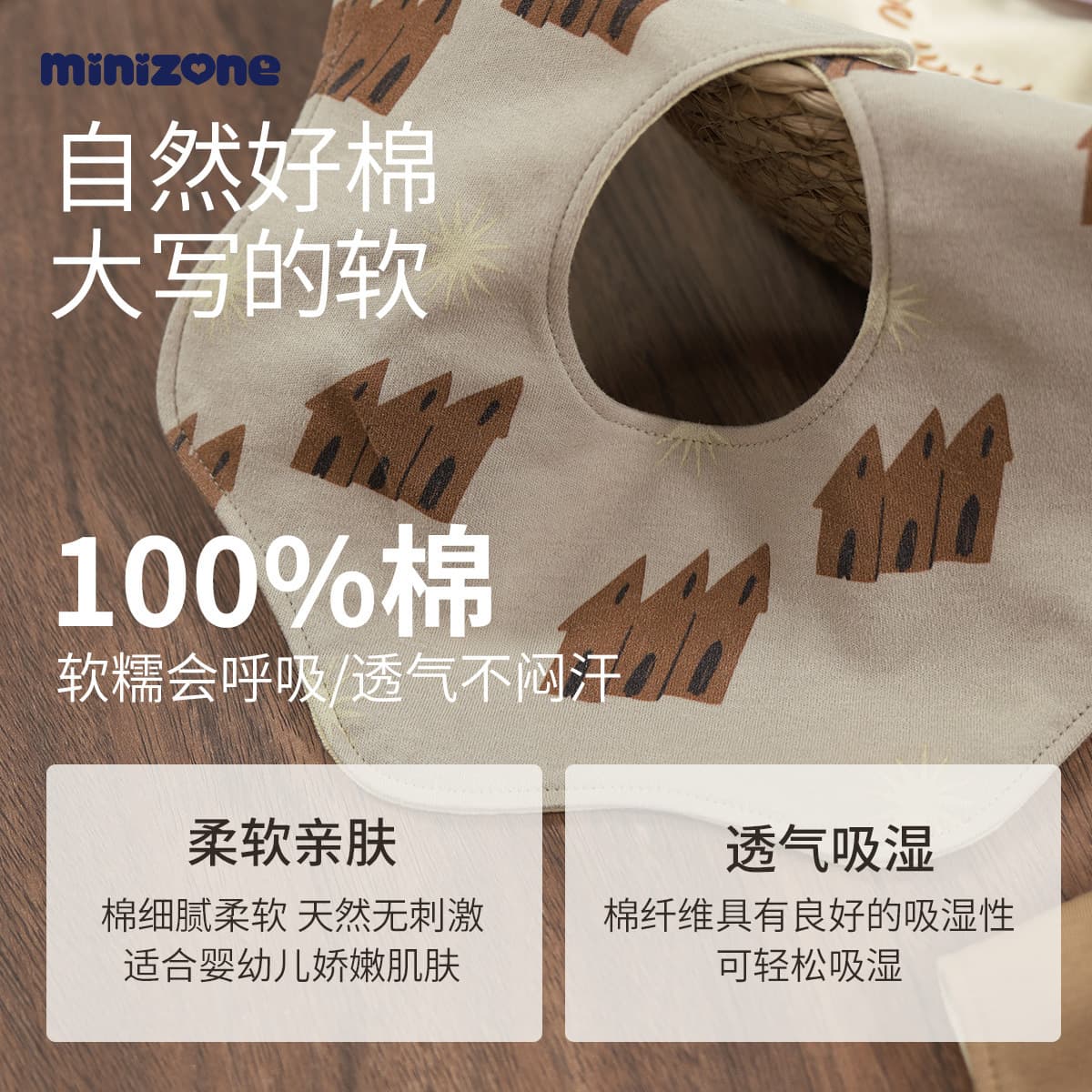 Minizone детское полотенце для слюны из чистого хлопка типа А, нагрудник для новорожденных, мужской и женский нагрудник,...