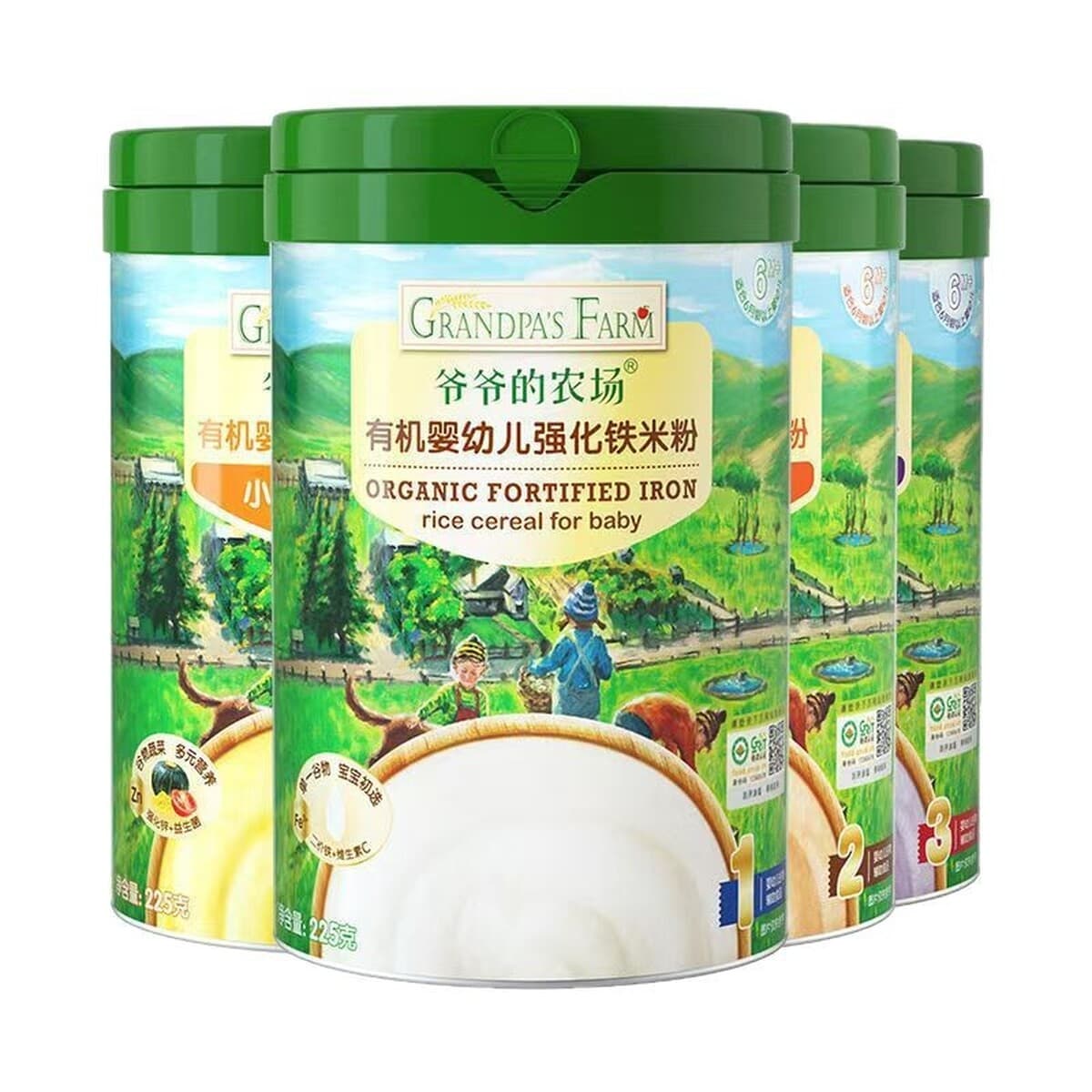 Дедушка ферма органическая детская обогащенная кальциево-железно-цинковая рисовая лапша 225 г детское питание вода мякоть...