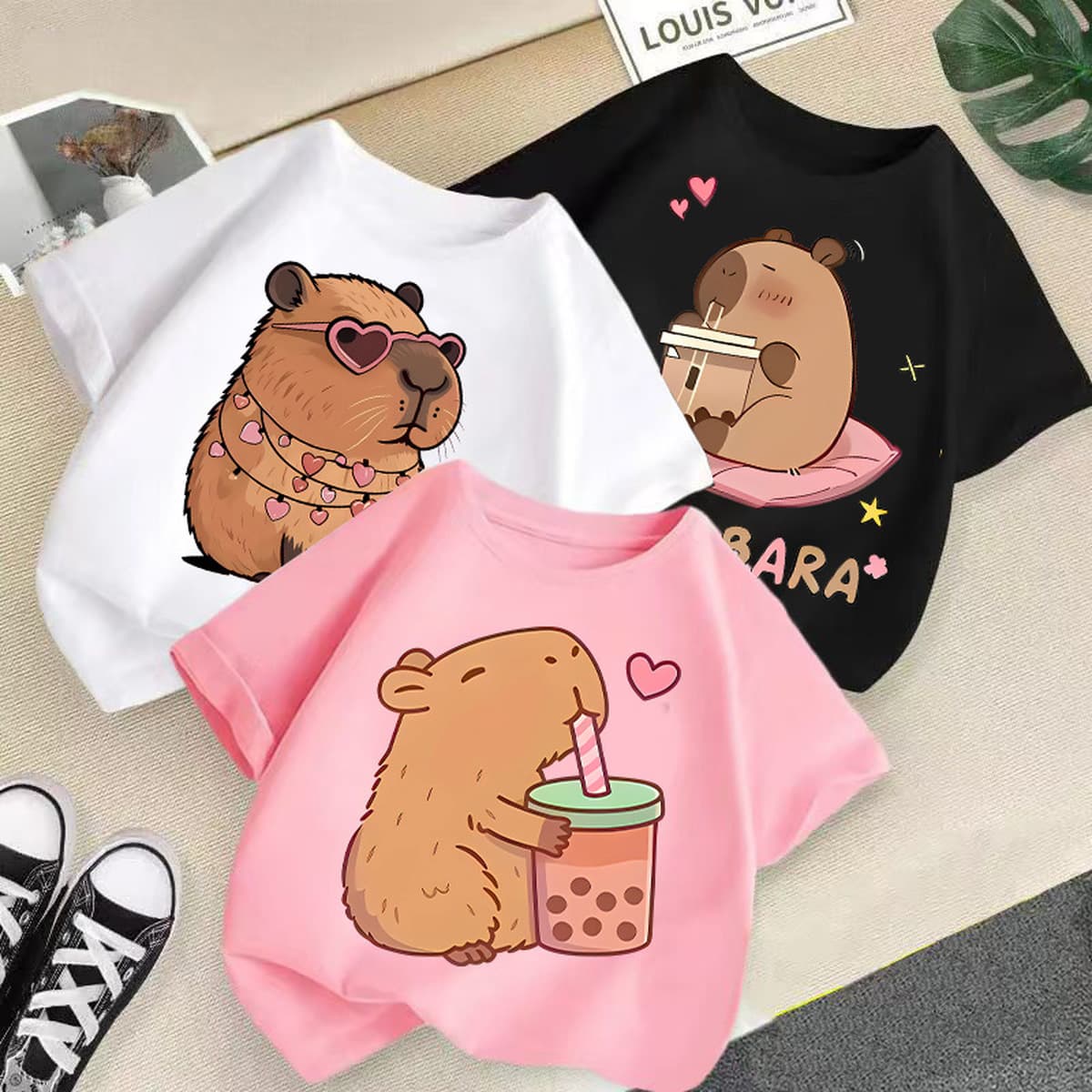 Новые летние футболки с коротким рукавом и мультяшным принтом для мальчиков и девочек 2026 года, повседневные топы для...