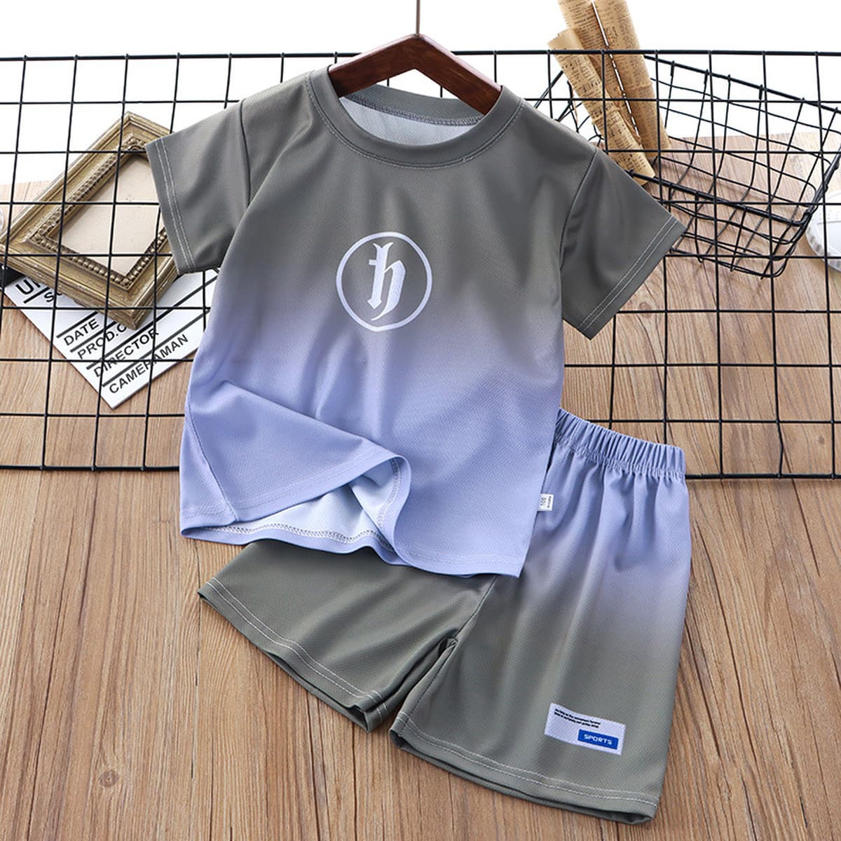 Детский летний костюм с короткими рукавами, летняя одежда для мальчиков, новинка 2024, детская одежда для мальчиков среднего...