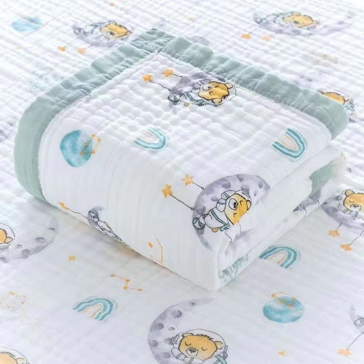 Детское одеяло весна-осень из чистого хлопка высокой плотности, шестислойное Марлевое банное полотенце, утолщенное...