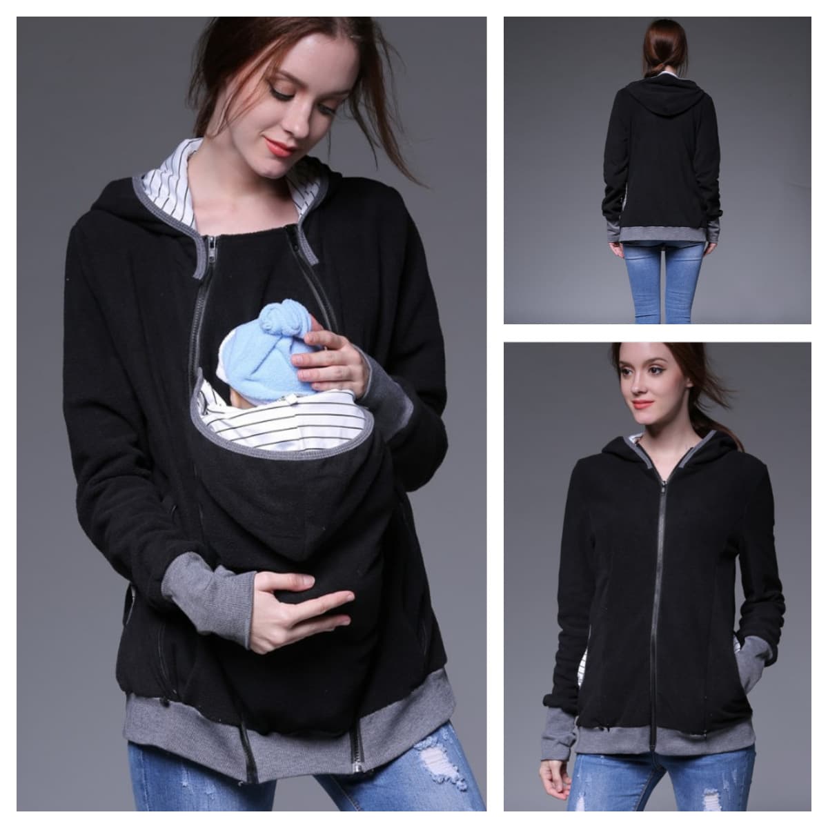 Многофункциональная толстовка-кенгуру для папы Wish Amazon AliExpress, осенне-зимняя мужская толстовка, куртка, готовая к...