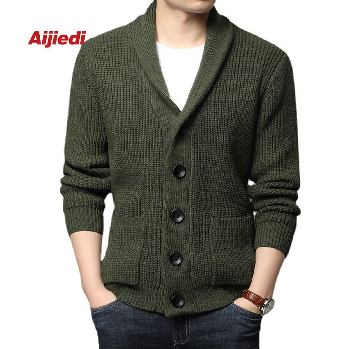 Сплошной однобортный свитер кардиган вязаный свитер мужской европейский и американский мужчина новый 2023 мешок с длинными...