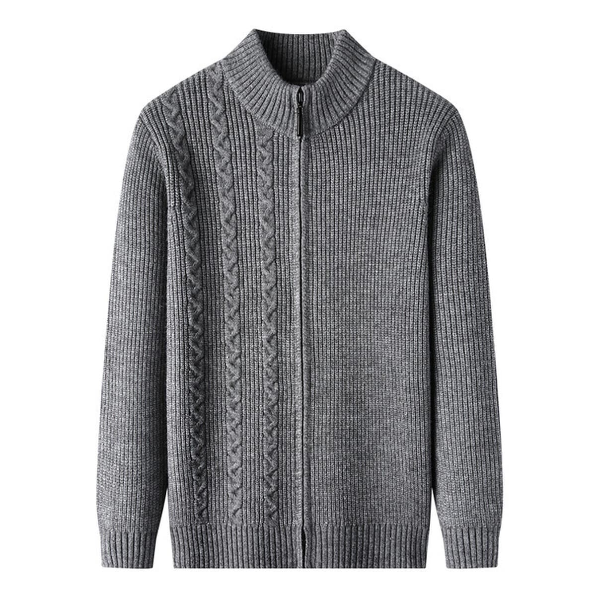 Водолазка Мужской 2023 осенне-зимний свободный Универсальный однотонный кардиган на молнии с воротником-стойкой, вязаный...