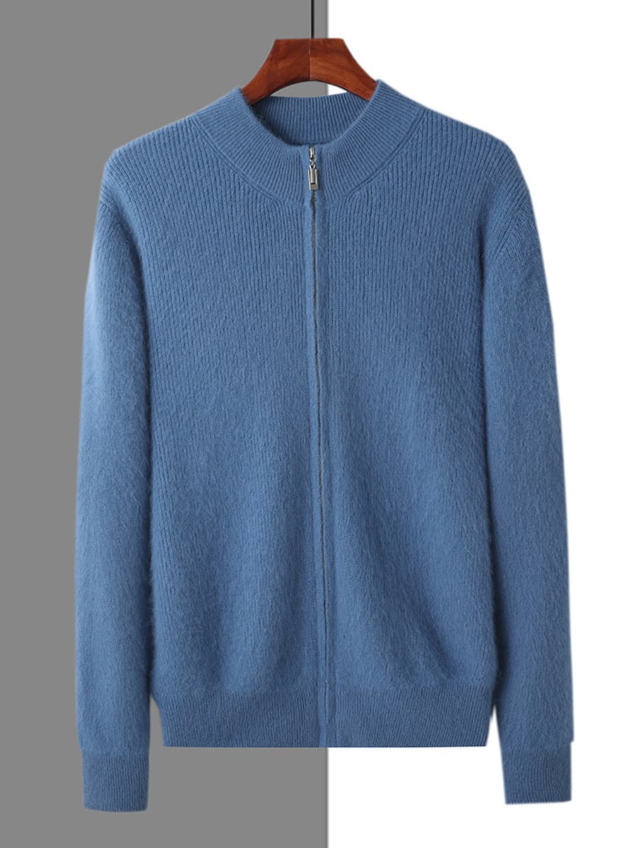 2024 осень-зима новый свитер норковый бархат мужской кардиган с полувысоким воротником