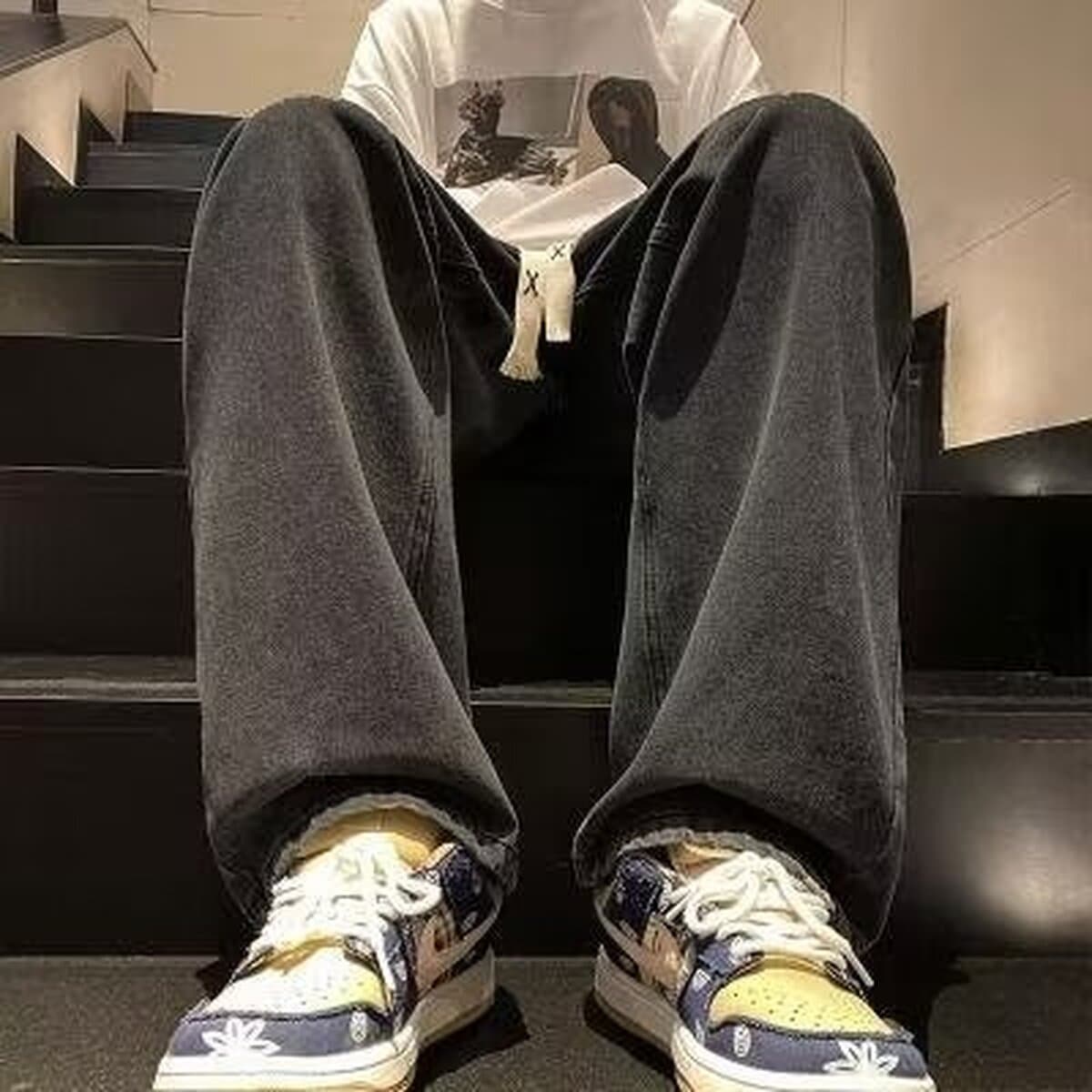 Мужские джинсы в стиле ретро на весну и осень прямые свободные брендовые штаны Tide American High Street Joker повседневные...