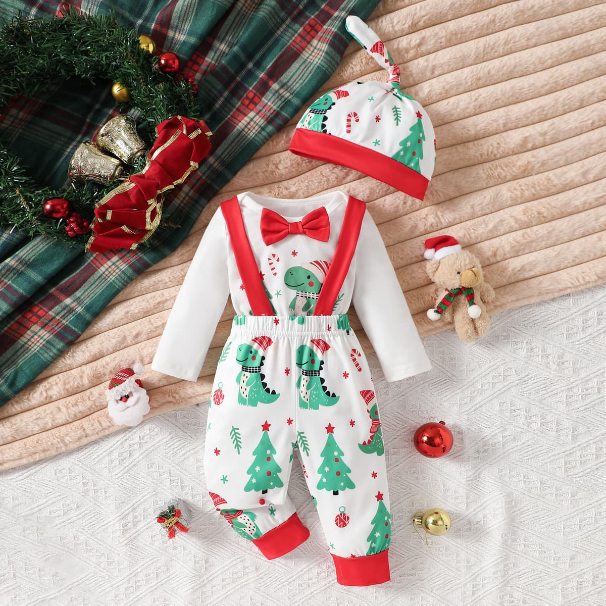 Рождественская детская одежда 2024 осень новый мужской ребенок мультяшный принт