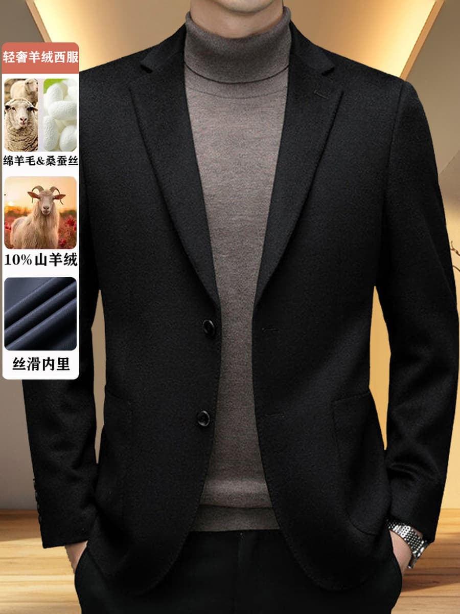 Шерстяное мужское пальто, кашемировый костюм, плотный деловой костюм, осенне-зимний шерстяной однобортный пуховик из...