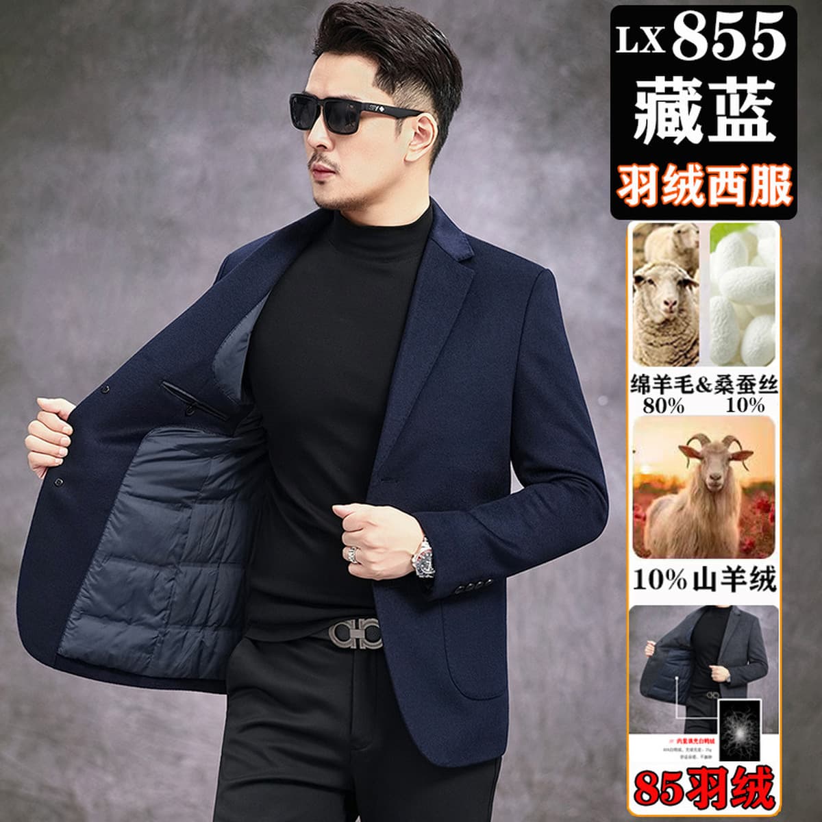 Шерстяное мужское пальто, кашемировый костюм, плотный деловой костюм, осенне-зимний шерстяной однобортный пуховик из...