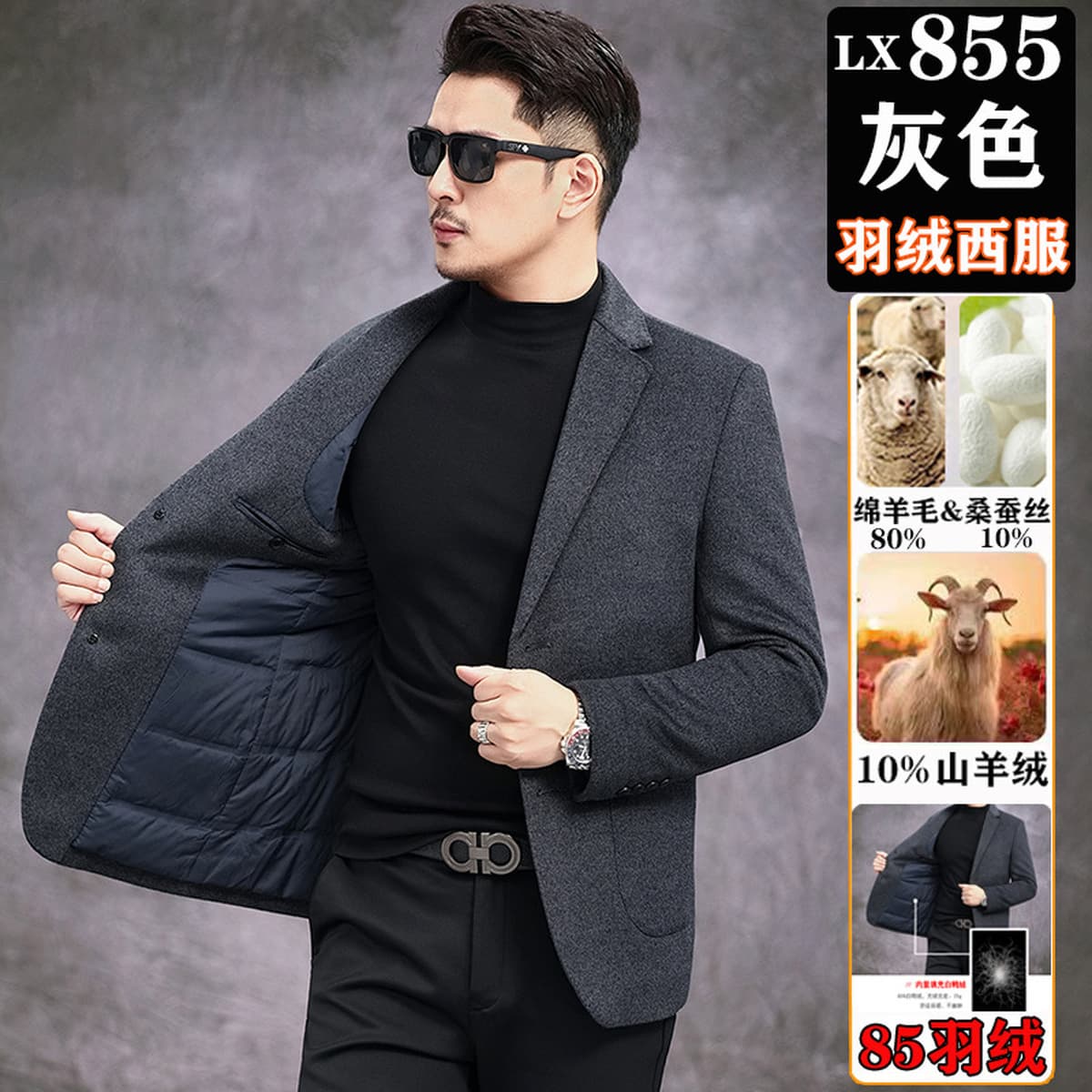 Шерстяное мужское пальто, кашемировый костюм, плотный деловой костюм, осенне-зимний шерстяной однобортный пуховик из...