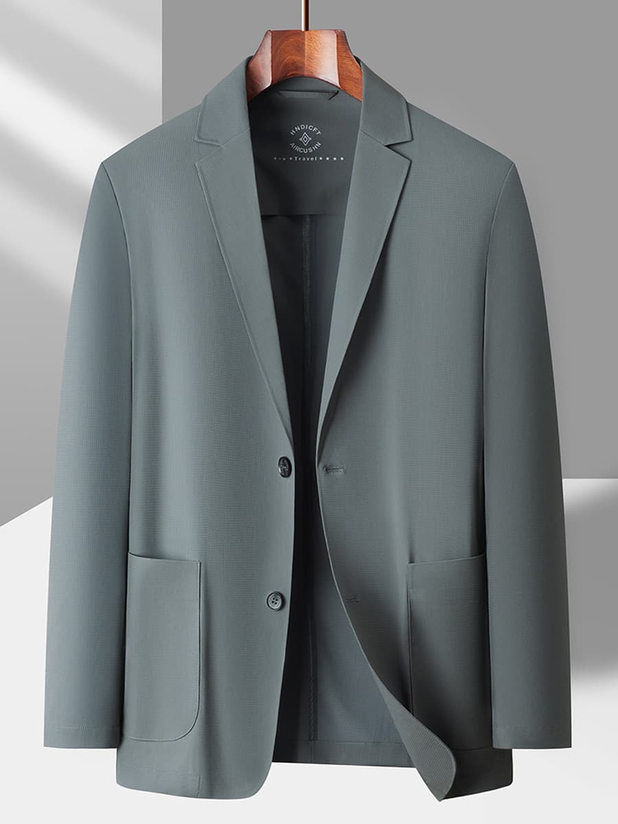 Мужской повседневный и деловой костюм-пиджак из ледяного шелка с вафельным узором, солнцезащитный, не требующий глажки,...