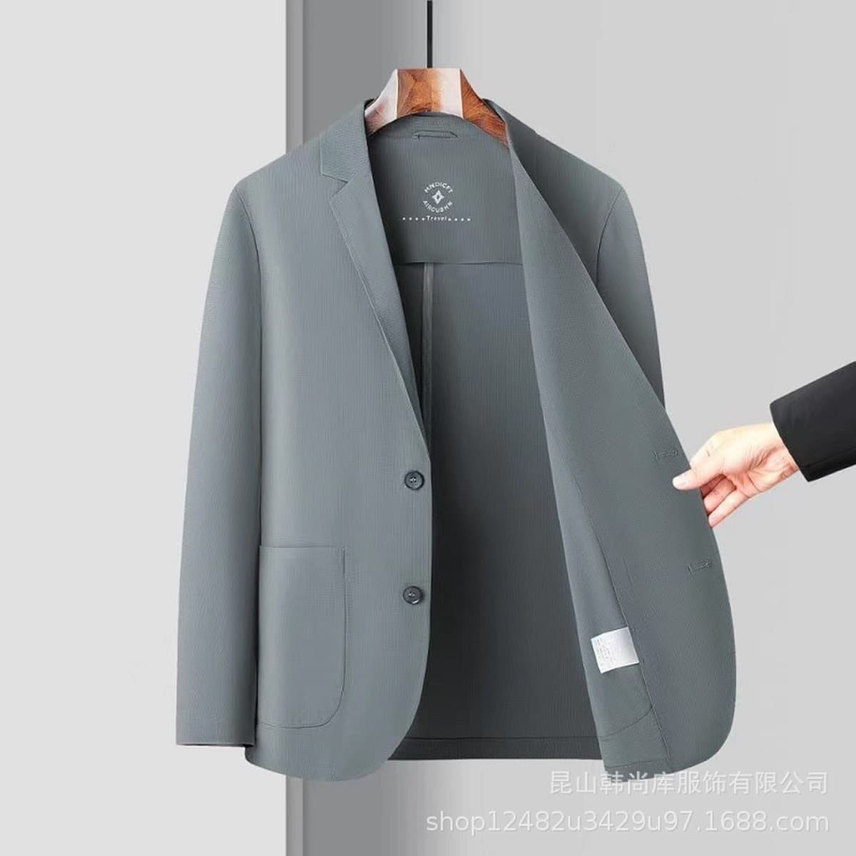 Мужской повседневный и деловой костюм-пиджак из ледяного шелка с вафельным узором, солнцезащитный, не требующий глажки,...