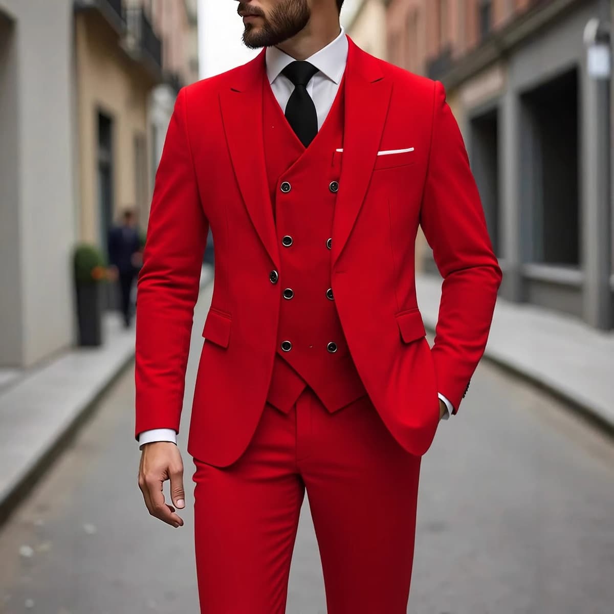 Мужской костюм-тройка, двубортный, тонкий, приталенный, больших размеров, для жениха и свадебных гостей