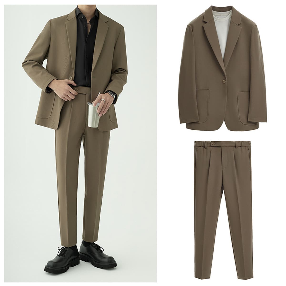 Повседневный мужской костюм, пиджак свободного кроя, стильный и элегантный в корейском стиле, новый весенне-осенний...