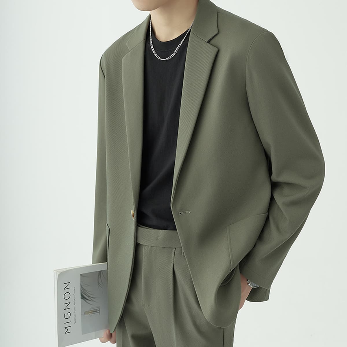 Повседневный мужской костюм, пиджак свободного кроя, стильный и элегантный в корейском стиле, новый весенне-осенний...