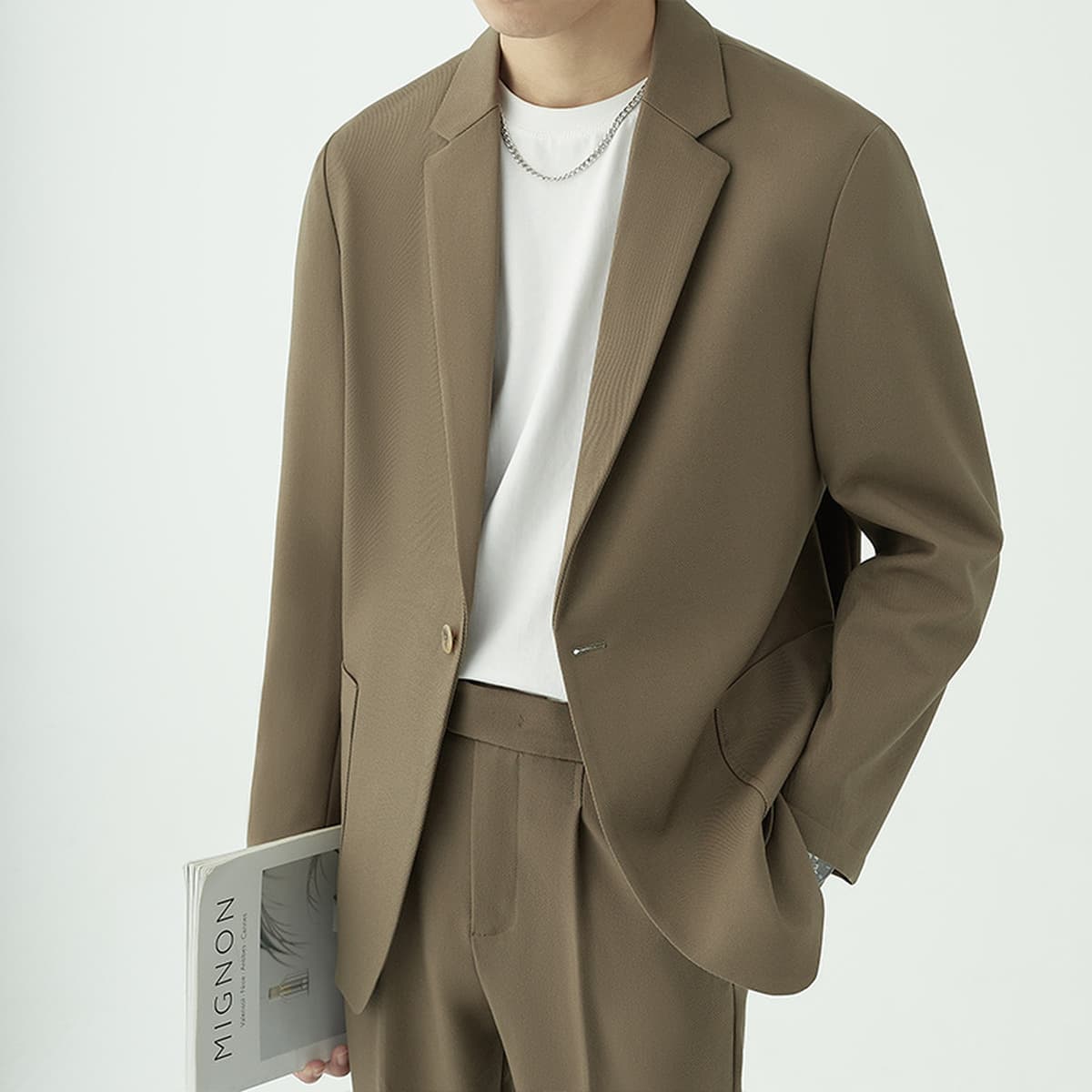 Повседневный мужской костюм, пиджак свободного кроя, стильный и элегантный в корейском стиле, новый весенне-осенний...