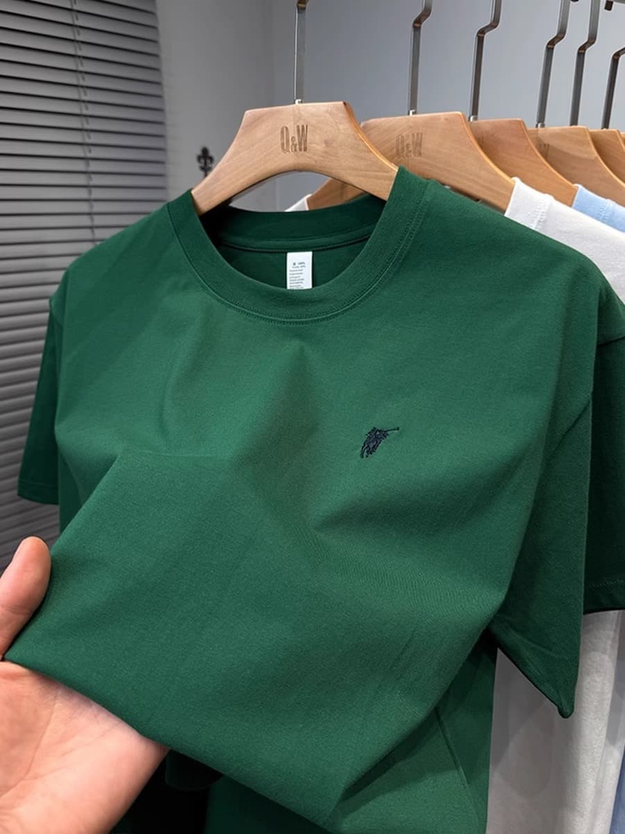 Мужская летняя футболка из чистого хлопка Paul премиум-класса, короткий рукав, свободный крой, круглый вырез, однотонная,...