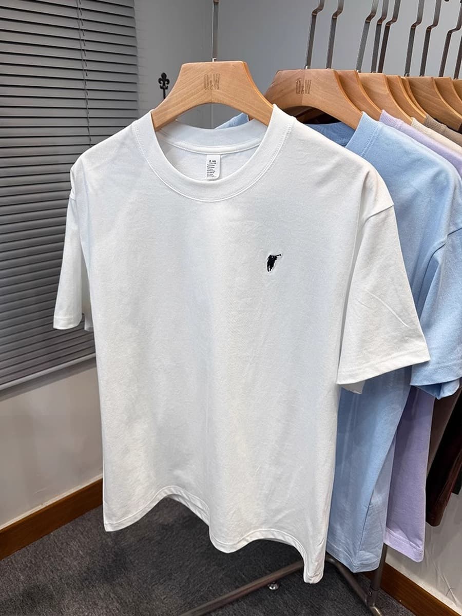 Мужская летняя футболка из чистого хлопка Paul премиум-класса, короткий рукав, свободный крой, круглый вырез, однотонная,...