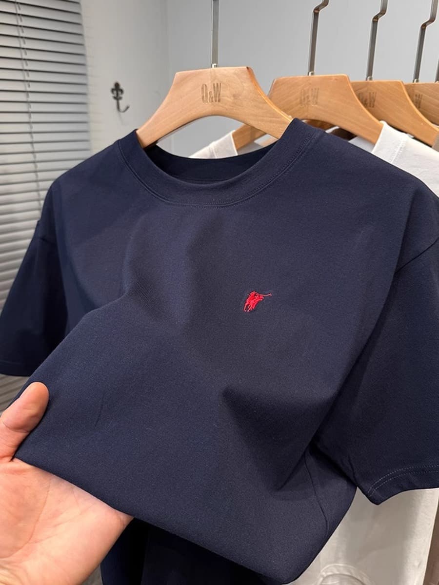 Мужская летняя футболка из чистого хлопка Paul премиум-класса, короткий рукав, свободный крой, круглый вырез, однотонная,...