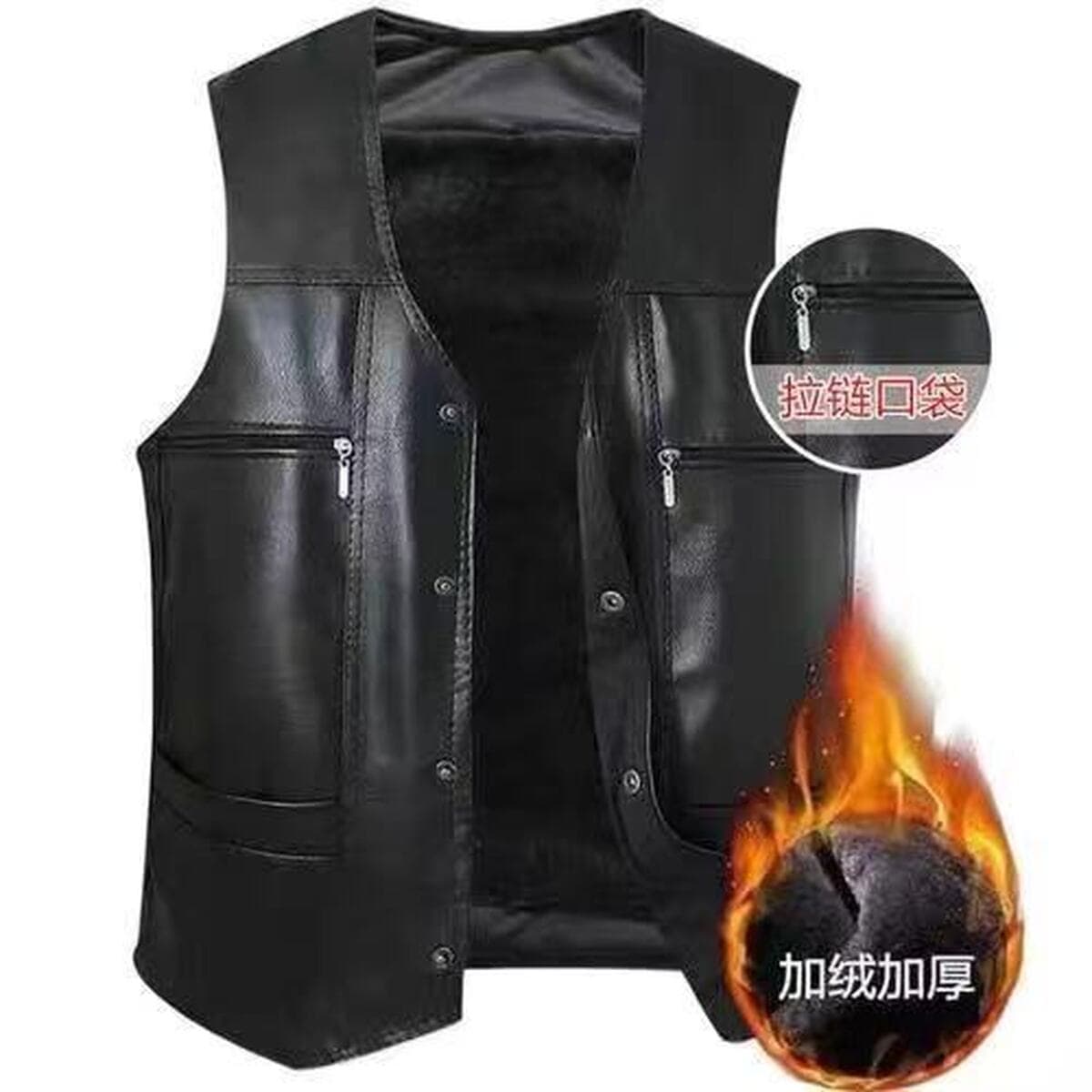 Кожаный жилет для мужчин на осень и зиму, теплый повседневный жилет для людей среднего и пожилого возраста, флисовый жилет с...