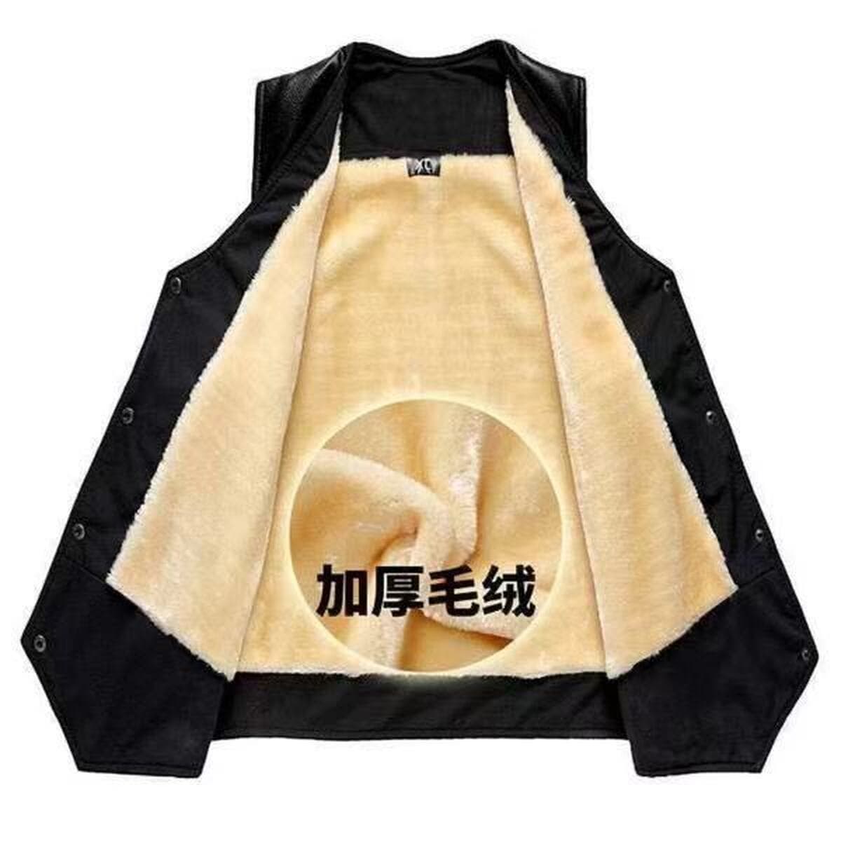 Кожаный жилет для мужчин на осень и зиму, теплый повседневный жилет для людей среднего и пожилого возраста, флисовый жилет с...