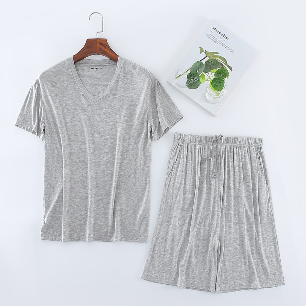 Мужская модальная футболка с короткими рукавами шорты домашняя одежда повседневная спортивная одежда плюс толстая пижама...