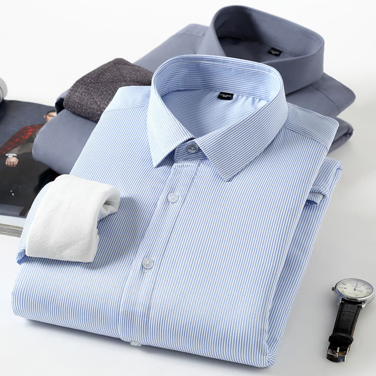 Теплая шерстяная рубашка Diplomat, мужское Утепленное зимнее Деловое платье на флисовой подкладке, Повседневная рубашка в...