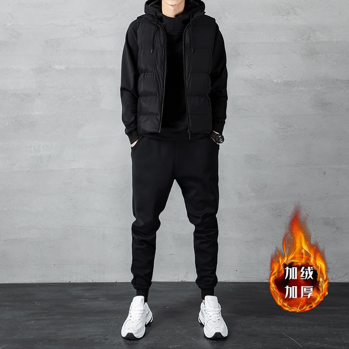 Мужской толстовка с капюшоном на осень и зиму, новый корейский стиль, бархатный утолщенный кардиган большого размера, жилет...